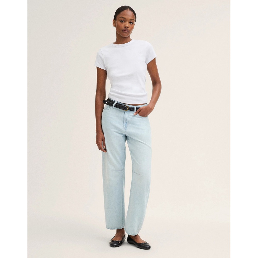 Madewell Curvy Darted Barrel-Leg Jean Airy Denim Light Wash Size 33S NWT